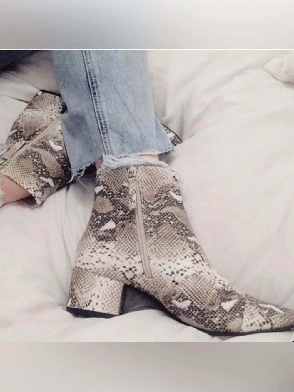 Zara Trafaluc Snakeskin Print Ankle Boots size EU 37 US 6.5